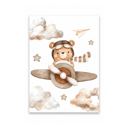 Cute Little Aviator Bear Canvas Print