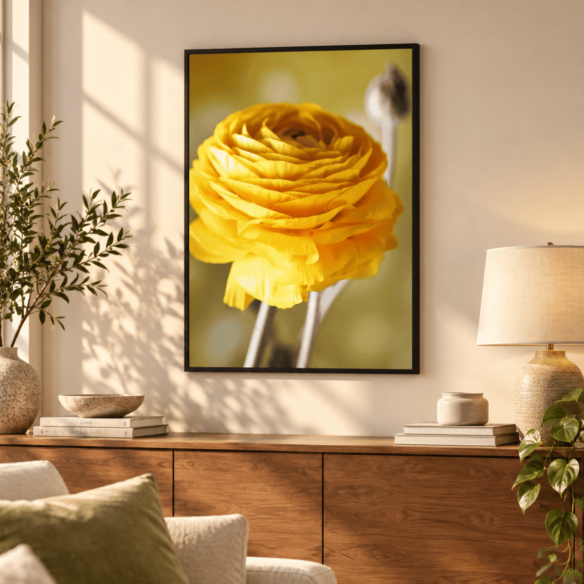 Golden Ranunculus Bloom Canvas Print