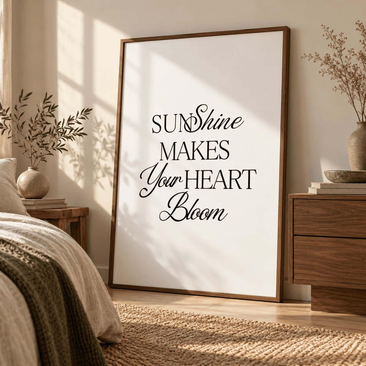 Heart In Bloom Sunshine Quote Canvas Print