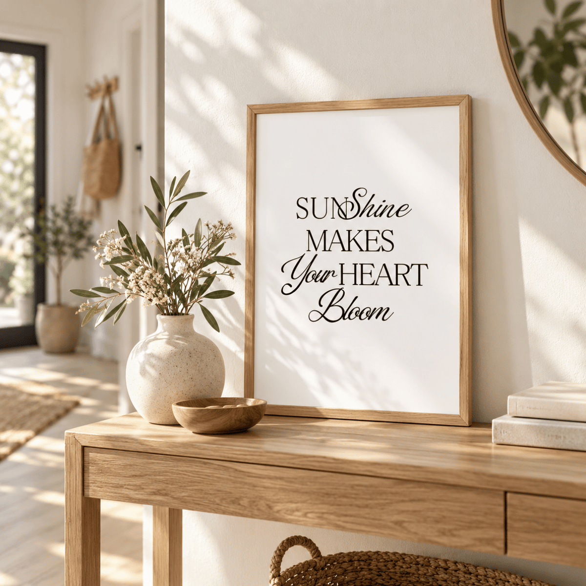 Heart In Bloom Sunshine Quote Canvas Print