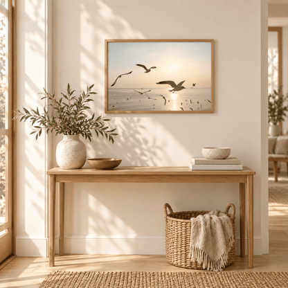 Golden Flight Seagull Canvas Print