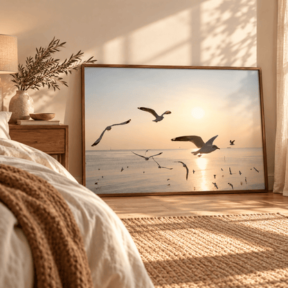Golden Flight Seagull Canvas Print