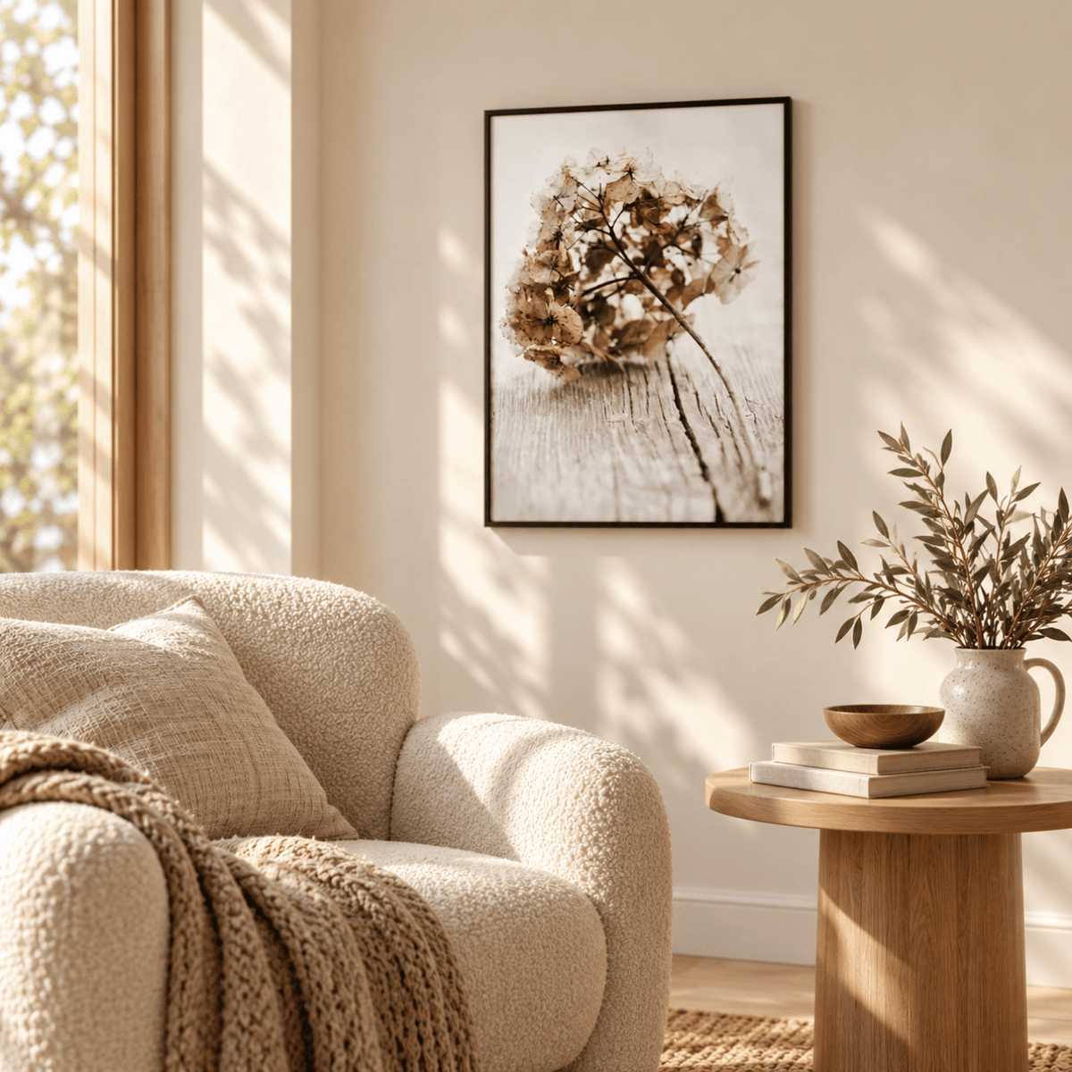 Faded Hydrangea Still Life Canvas Print