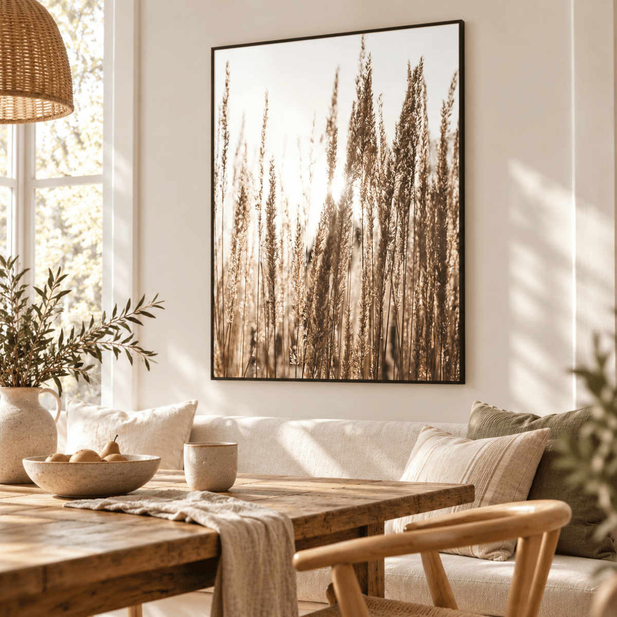 Sunlit Meadow Reeds Canvas Print