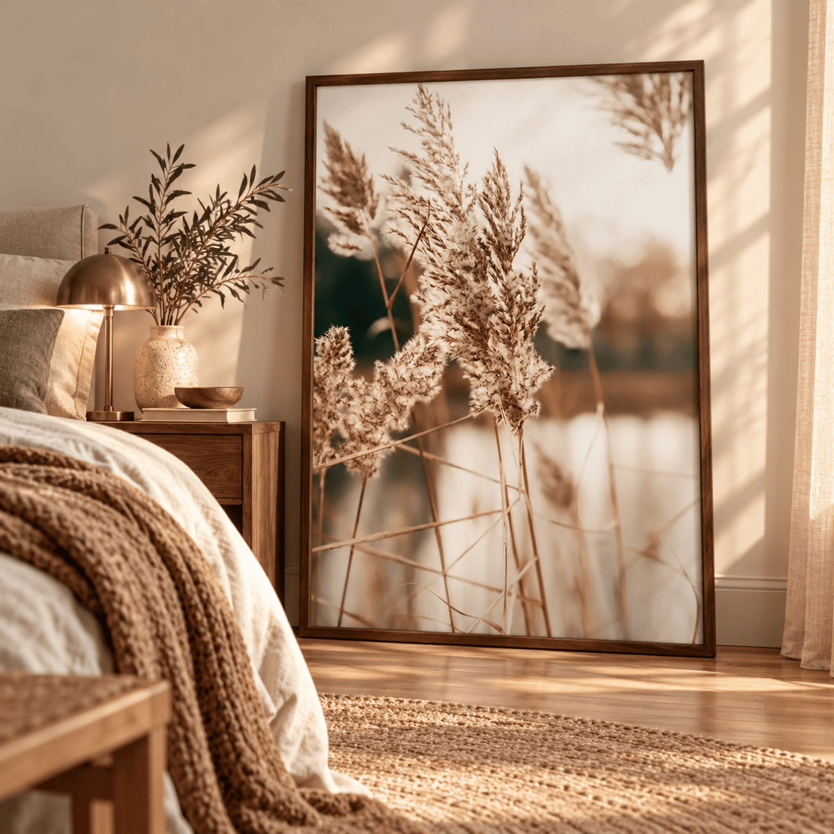 Feathered Reeds By The Water Canvas Print