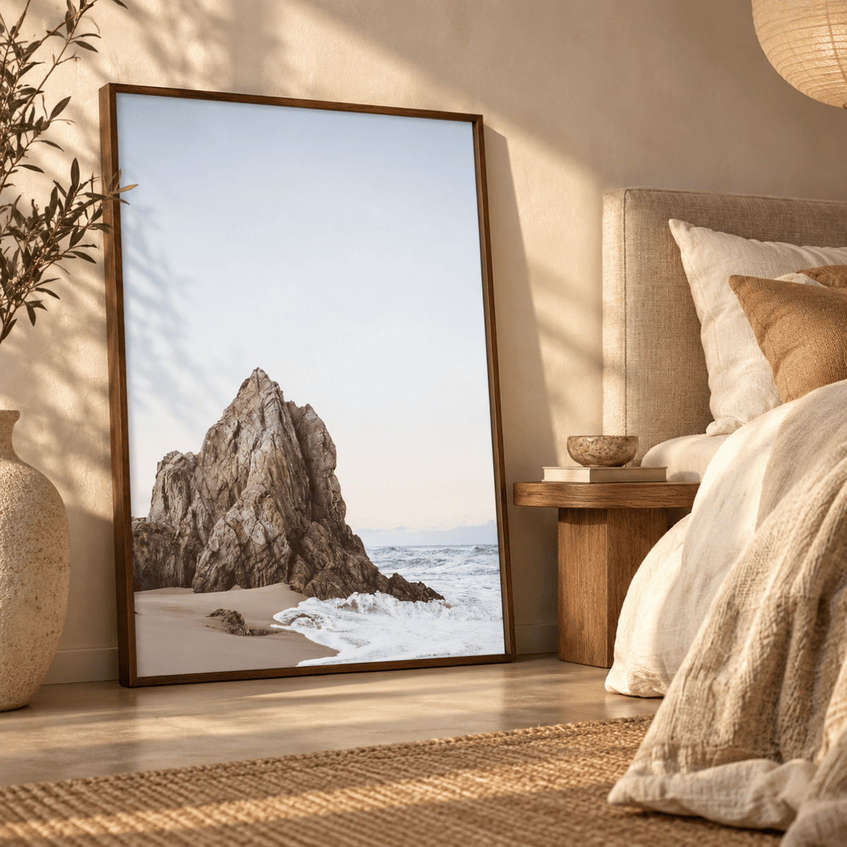 Solitary Rock Shore Canvas Print