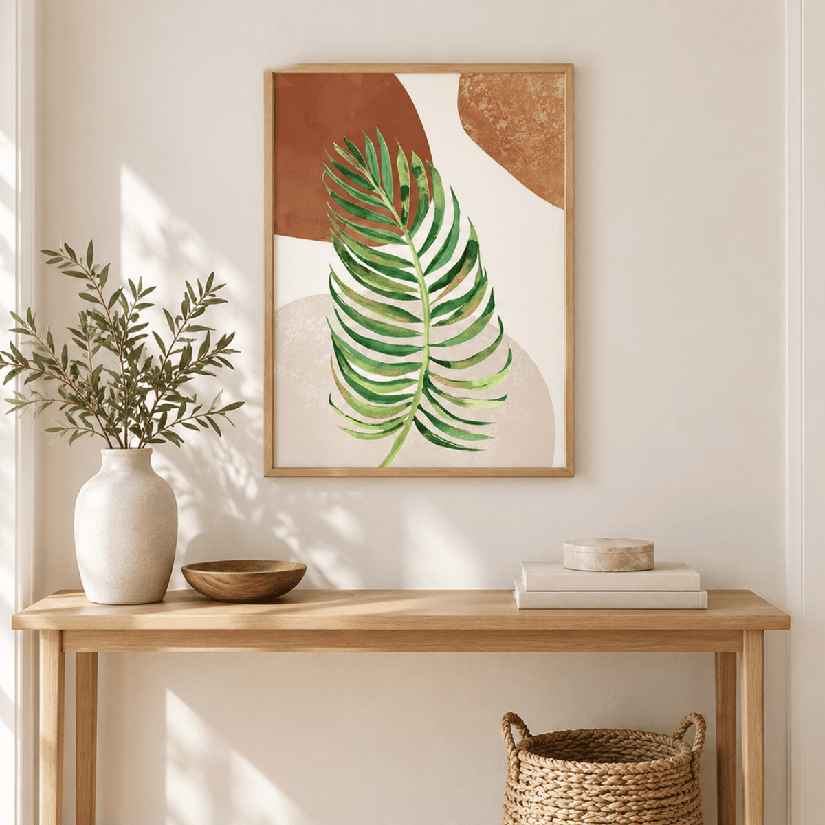 Terracotta Palm Frond Canvas Print