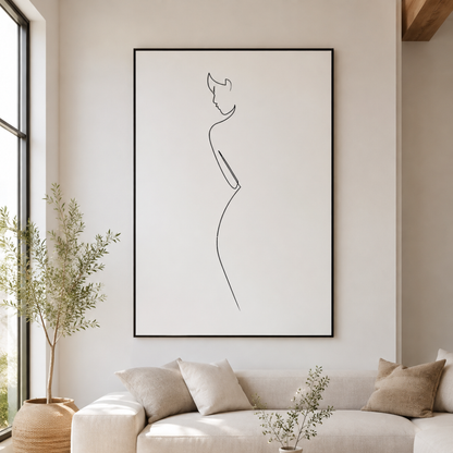 Quiet Form Minimalist Female Line Art Canvas Print