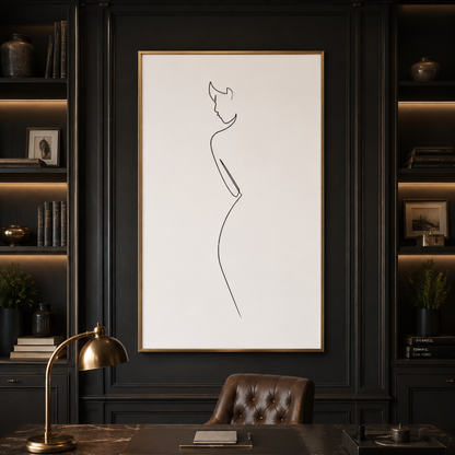 Quiet Form Minimalist Female Line Art Canvas Print
