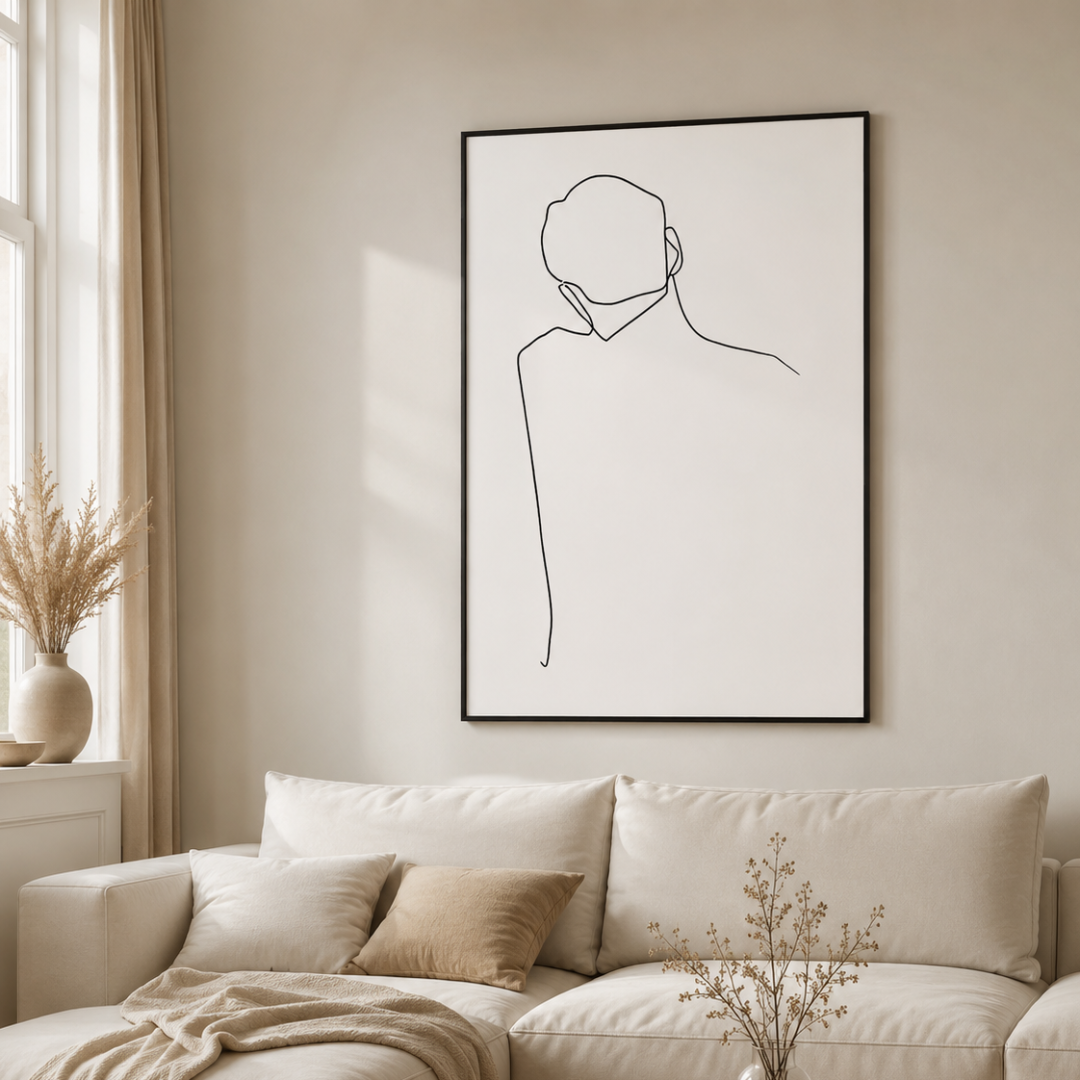 Turning Away Minimalist Figure Line Art Canvas Print