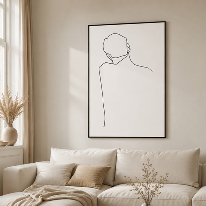 Turning Away Minimalist Figure Line Art Canvas Print