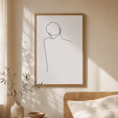 Turning Away Minimalist Figure Line Art Canvas Print