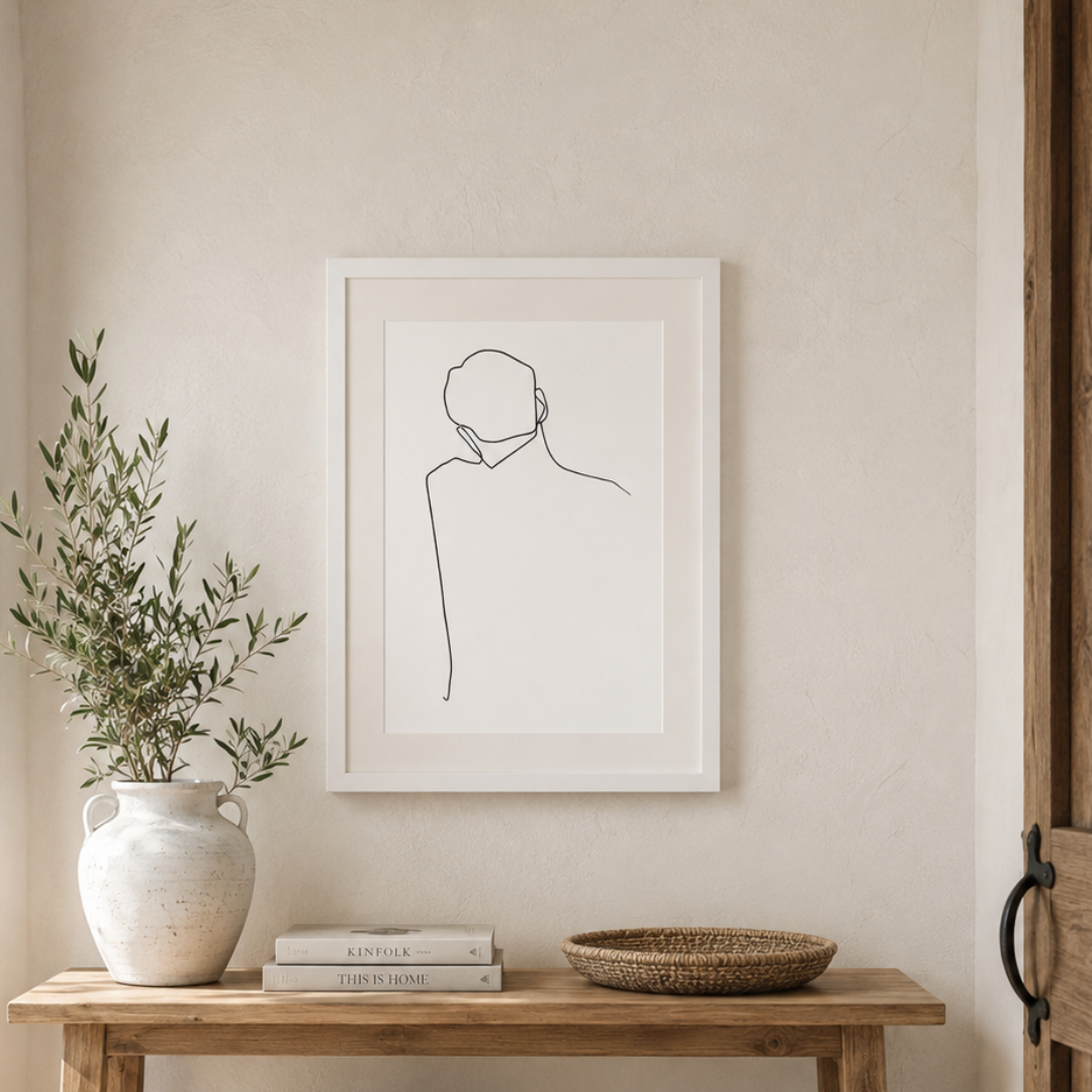 Turning Away Minimalist Figure Line Art Canvas Print