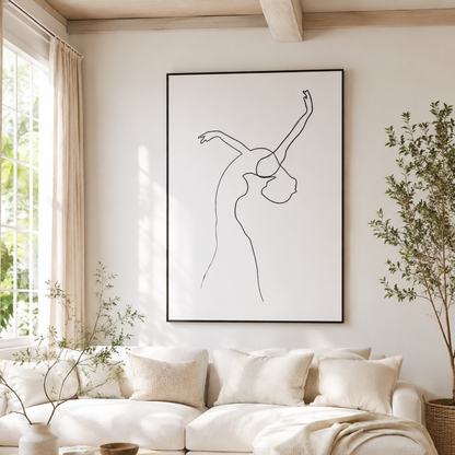 Free Spirit Dancing Figure Line Art Canvas Print