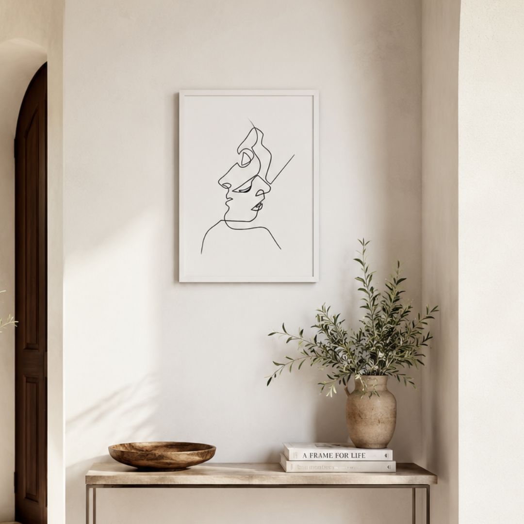 Entwined Faces Minimal Line Art Canvas Print