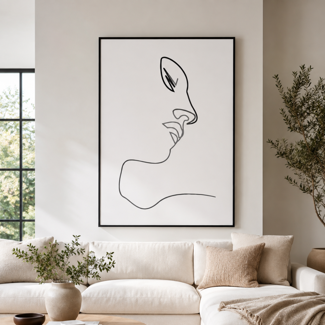Almost a Kiss Minimalist Line Art Canvas Print