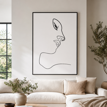 Almost a Kiss Minimalist Line Art Canvas Print