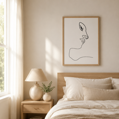 Almost a Kiss Minimalist Line Art Canvas Print