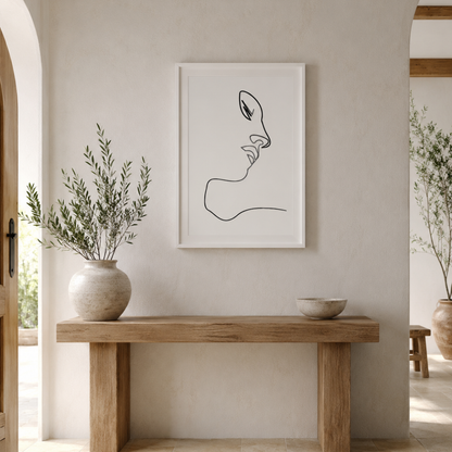 Almost a Kiss Minimalist Line Art Canvas Print