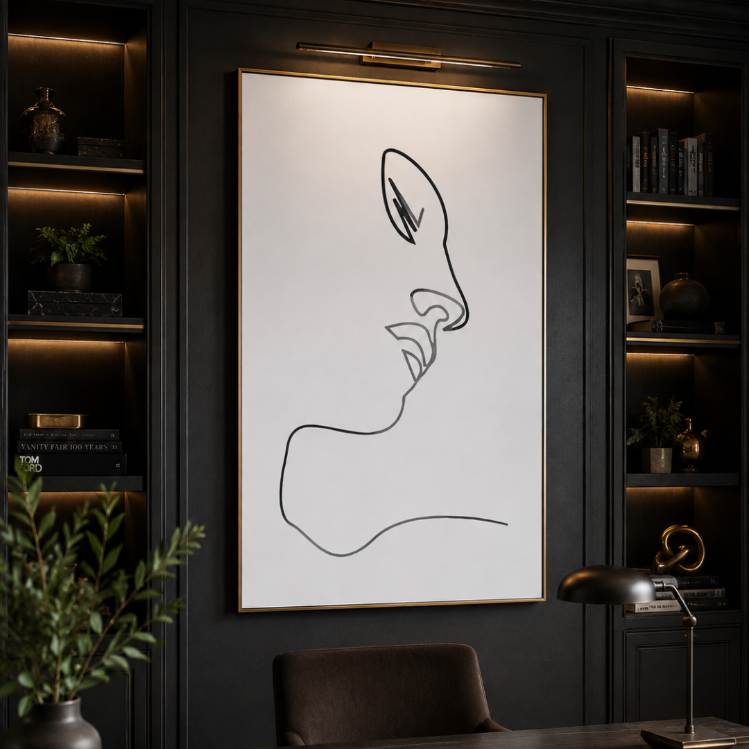 Almost a Kiss Minimalist Line Art Canvas Print