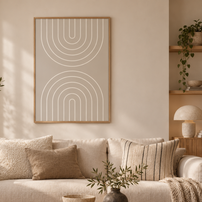 Mirrored Arches Neutral Canvas Print
