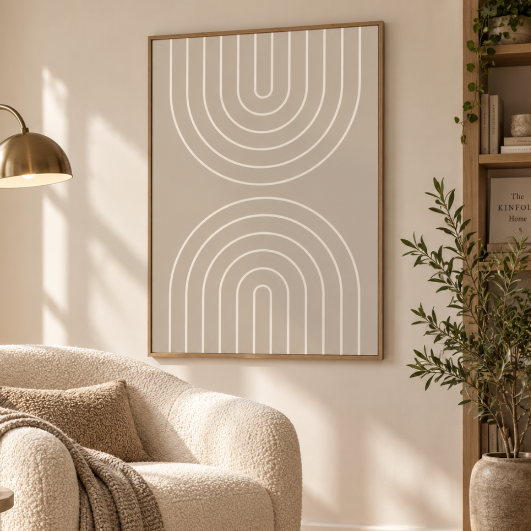 Mirrored Arches Neutral Canvas Print