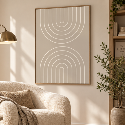 Mirrored Arches Neutral Canvas Print