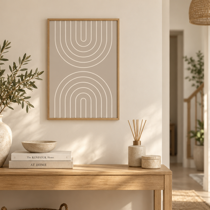 Mirrored Arches Neutral Canvas Print