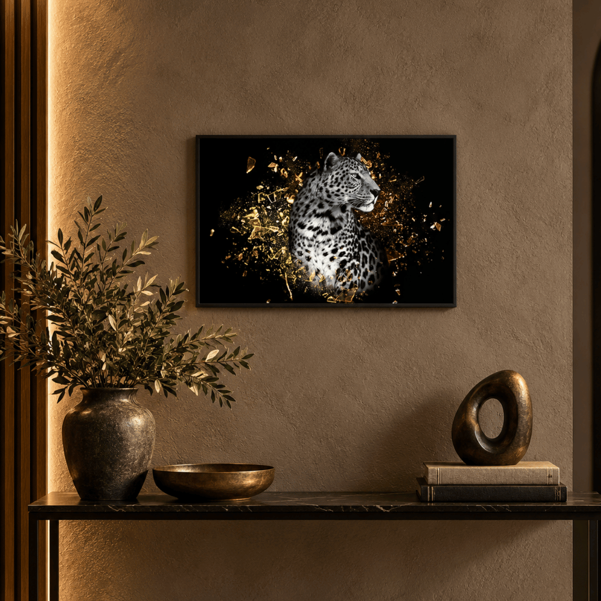 Golden Fragment Leopard Canvas Print