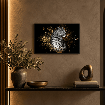 Golden Fragment Leopard Canvas Print