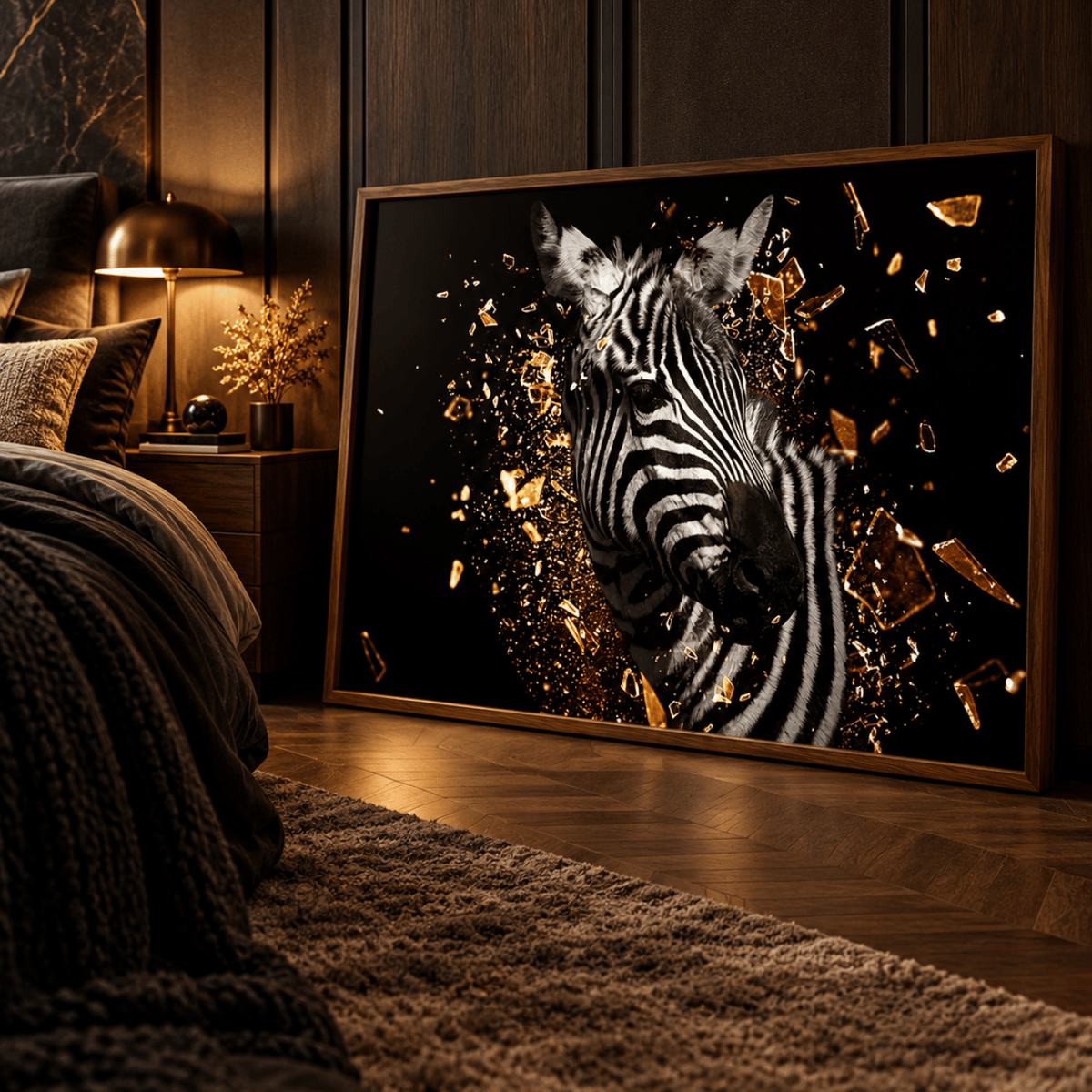 Gilded Stripe Zebra Canvas Print