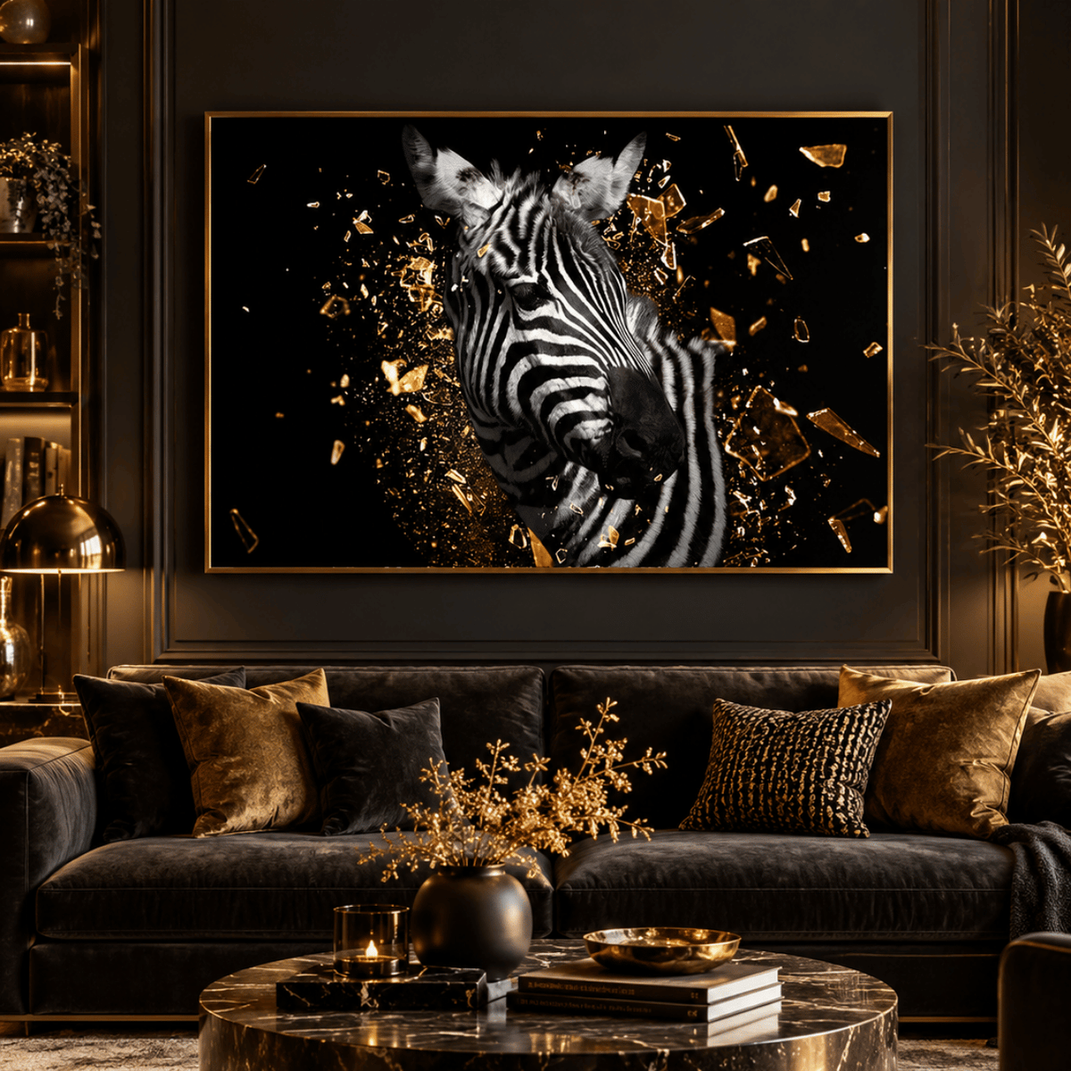 Gilded Stripe Zebra Canvas Print