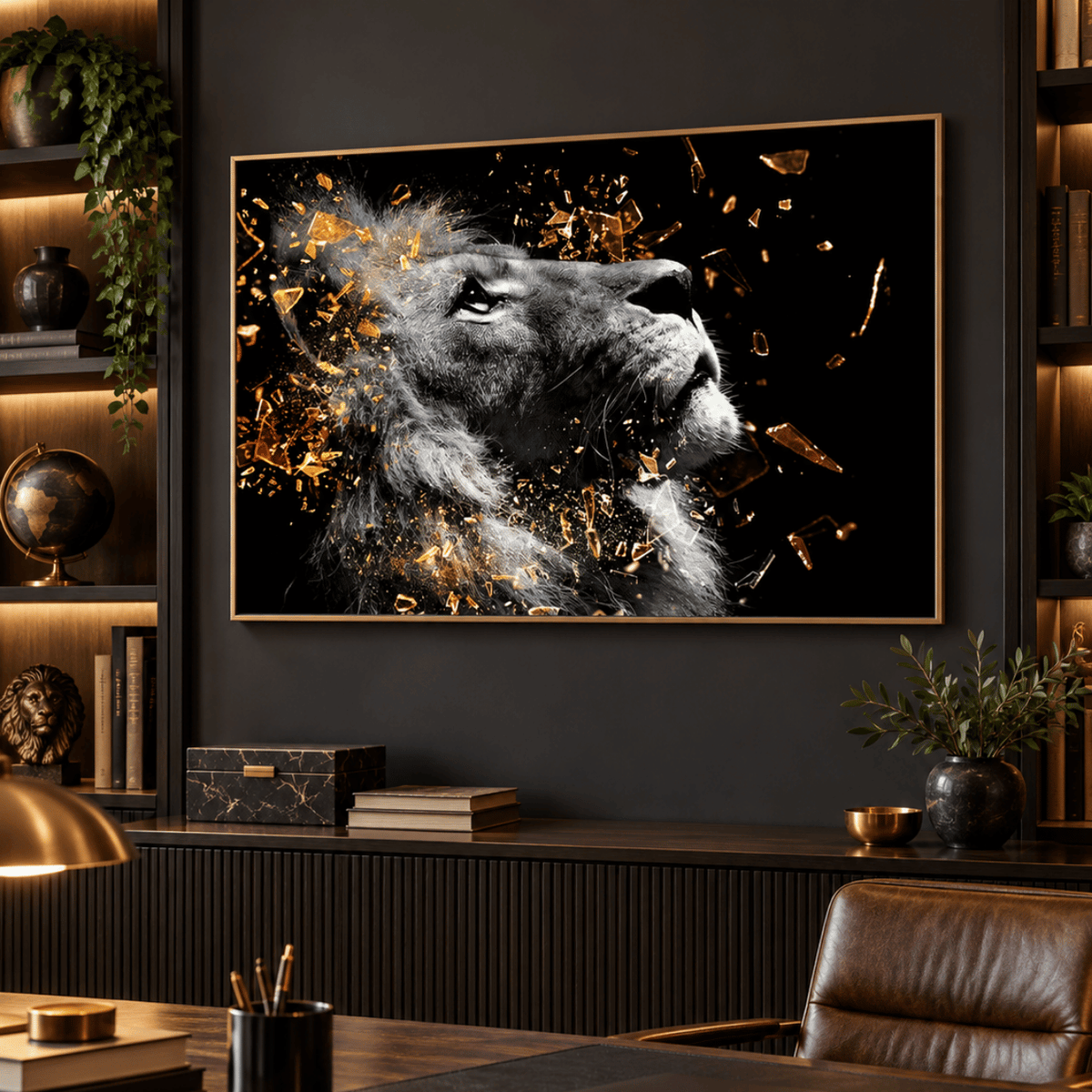 Shattered Gold Lion Canvas Print
