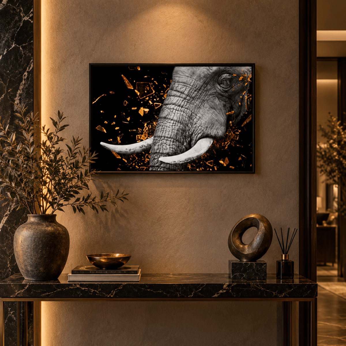 Golden Tusk Elephant Canvas Print