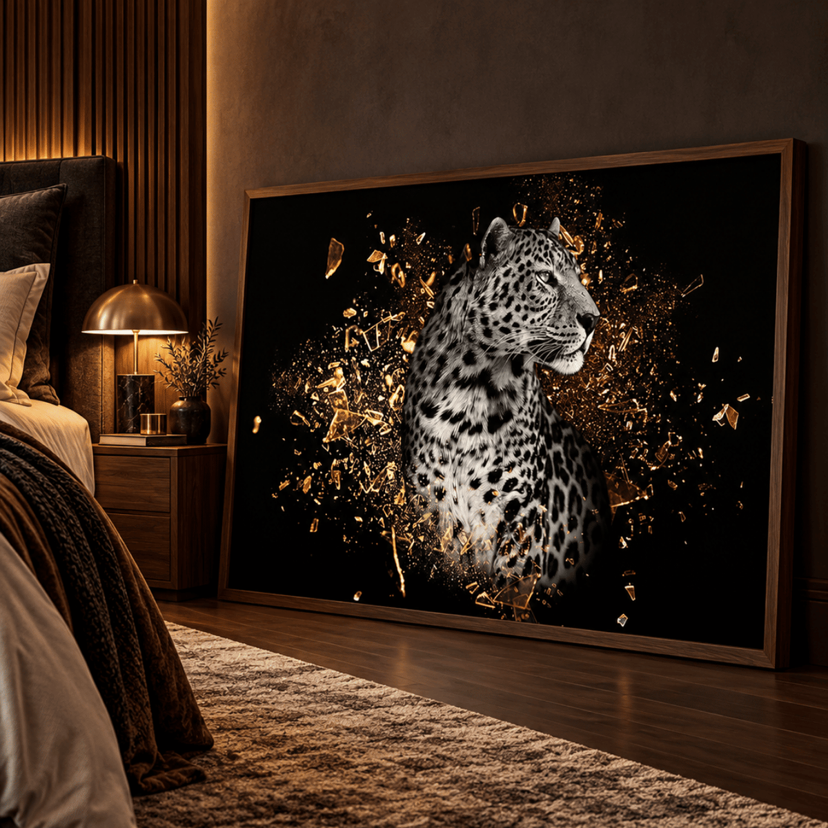 Golden Fragment Leopard Canvas Print