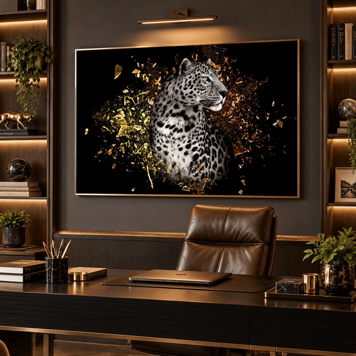 Golden Fragment Leopard Canvas Print