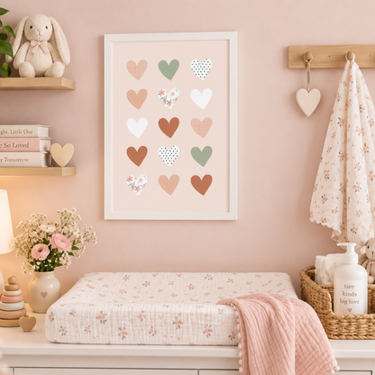 Patchwork Hearts Pastel Canvas Print