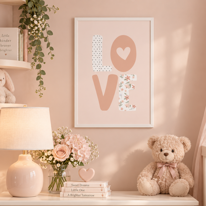 Blossom Love Typography Canvas Print
