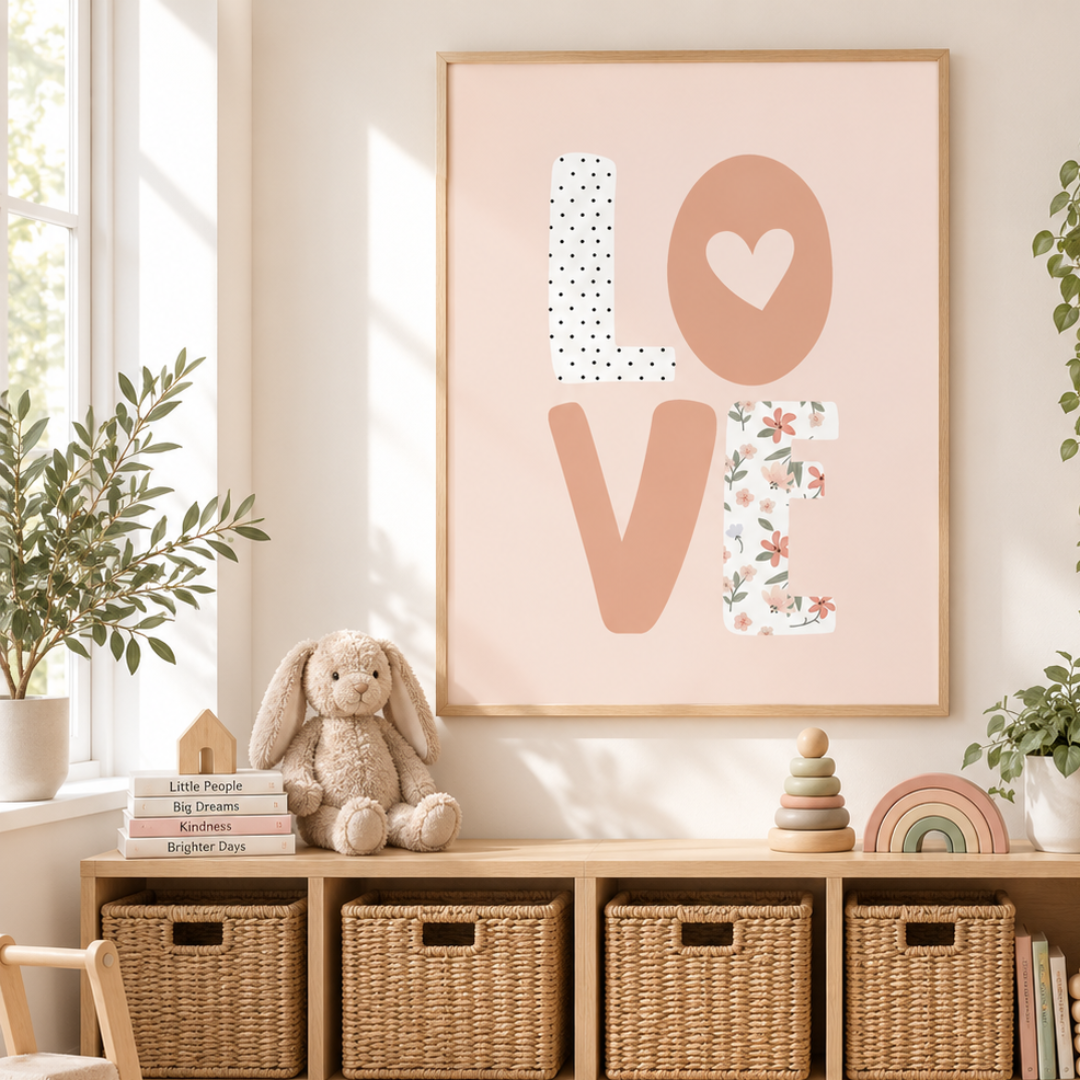 Blossom Love Typography Canvas Print