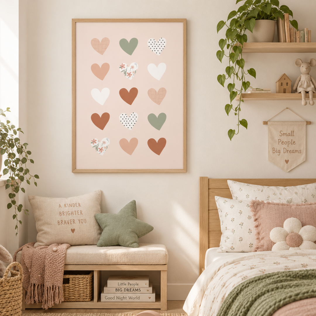 Patchwork Hearts Pastel Canvas Print