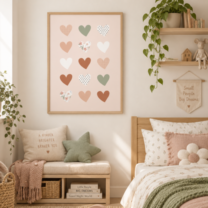 Patchwork Hearts Pastel Canvas Print