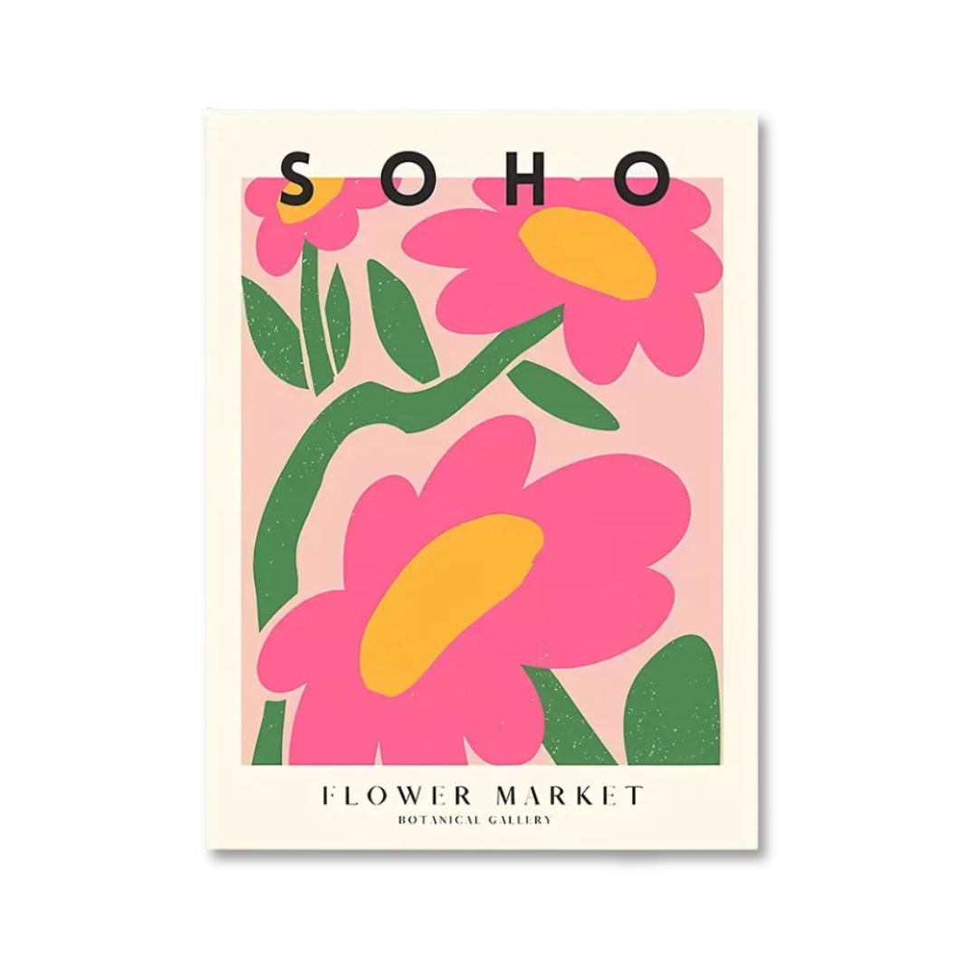 Soho Flower Market Pink Botanical Canvas Print