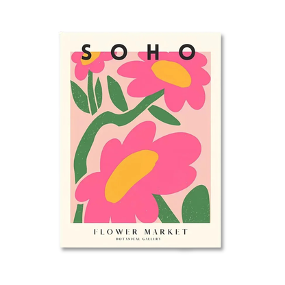 Soho Flower Market Pink Botanical Canvas Print