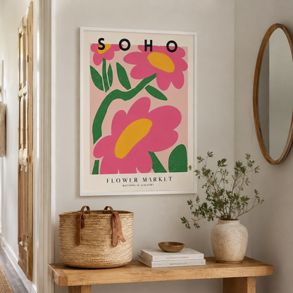 Soho Flower Market Pink Botanical Canvas Print