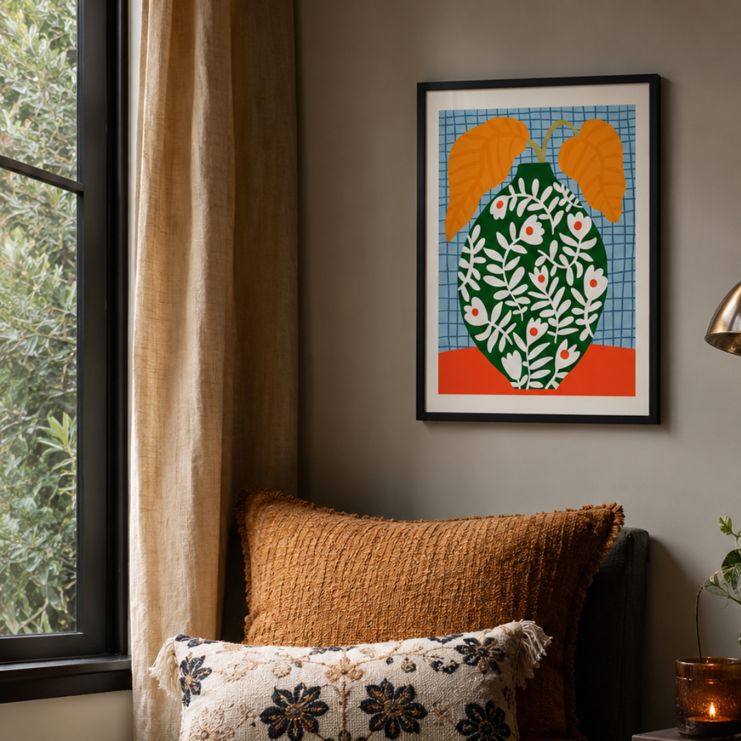 Colourful Floral Vase Botanical Canvas Print