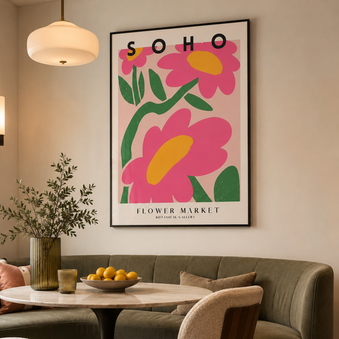 Soho Flower Market Pink Botanical Canvas Print