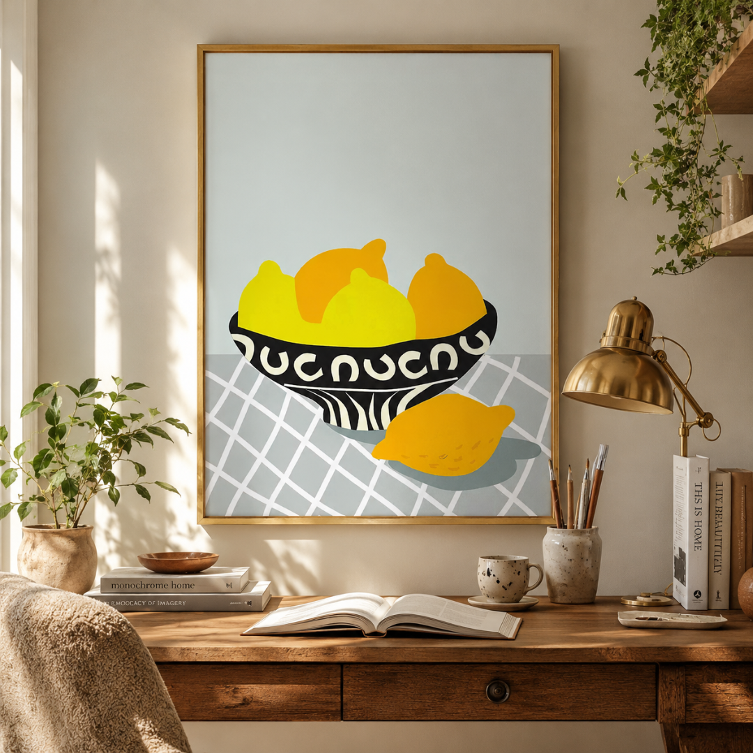 Mediterranean Lemon Bowl Still Life Canvas Print