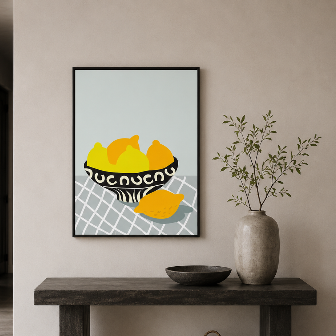 Mediterranean Lemon Bowl Still Life Canvas Print