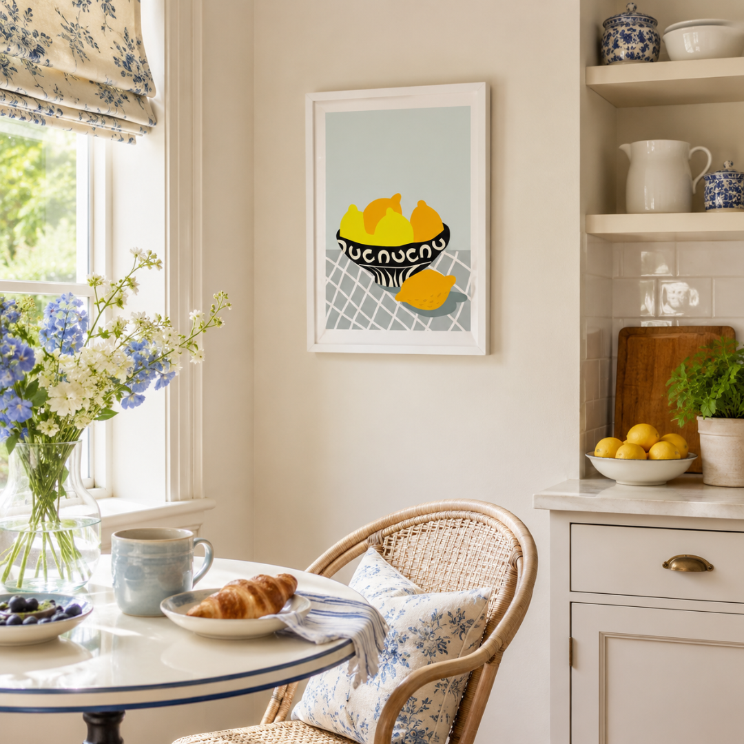 Mediterranean Lemon Bowl Still Life Canvas Print