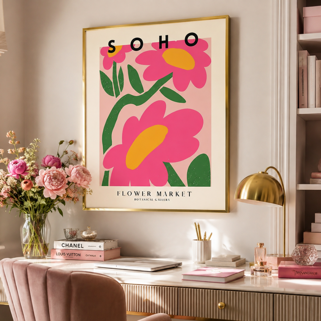 Soho Flower Market Pink Botanical Canvas Print